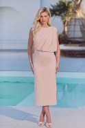 Lillemor – puderrosa Midikleid mit asymmetrischem Schnitt