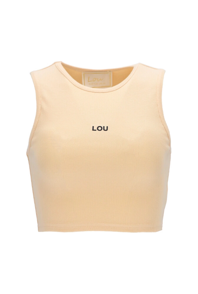 Saura - ein kurzes, cremefarbenes trägerloses Top
