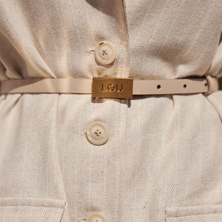Lita Belt - Damengürtel in Ecru-Tönen mit exklusiver Goldschnalle