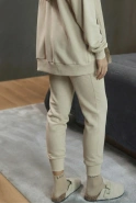 Boston Beige - beige Hose mit Logo und Bündchen