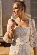 Manola - cream cotton openwork midi dress
