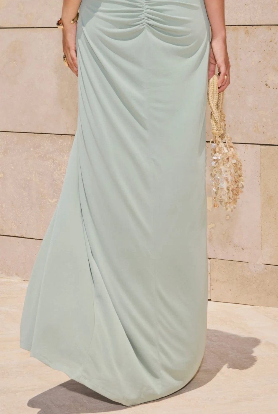 Hancer – sage green maxi dress with decorative braided detail