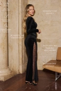 Kerensa – schwarzes Maxikleid aus Samt und Spitze