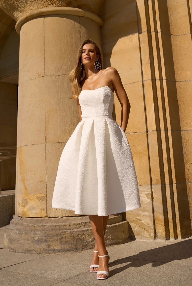 Skyler - Midi-Brautkleid mit Korsett und Spitze
