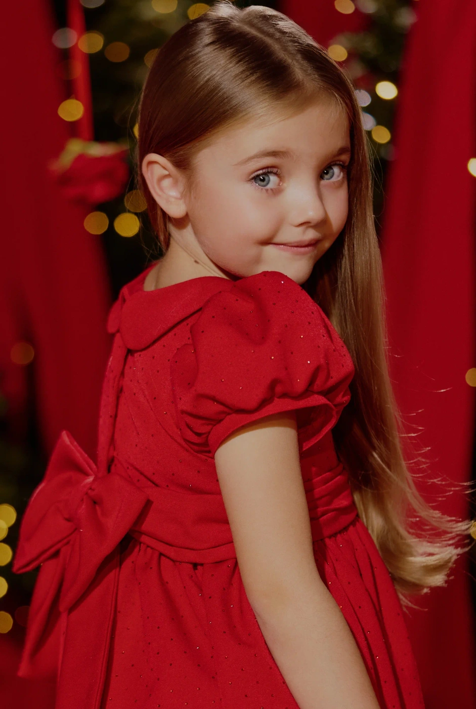 Gabi - red children's dress with rhinestones