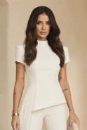 Puerto – Bluse in Off-White mit dekorativer Schärpe