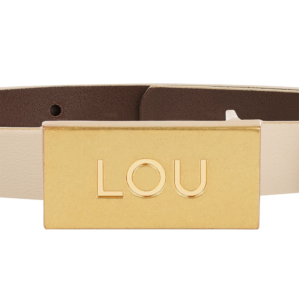 Lita Belt - Damengürtel in Ecru-Tönen mit exklusiver Goldschnalle