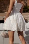 Siula - Mini Wedding Dress with a Unique Pattern and Pearl Trim