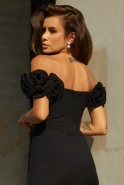 Marcelina schwarz - Maxikleid mit Blumendekor