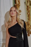 Monaco - asymmetric maxi with mesh-covered waist cutout