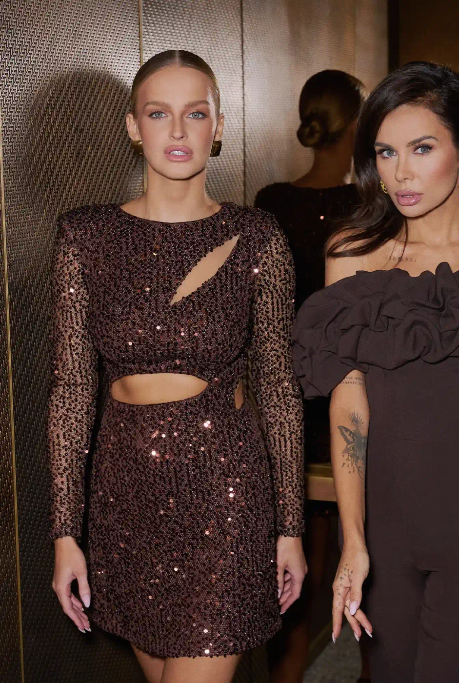 Celtia – brown sequin mini dress