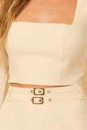 Goldi – cream mini dress with square neckline