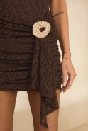 Nolti – brown mini dress with a decorative sash