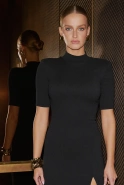 Casandra – black maxi dress with a leg slit