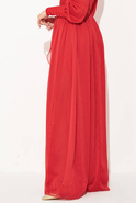 Pilar - red long dress with embroidery