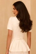 Lurdes – Set in Off-White: Bluse + Rock
