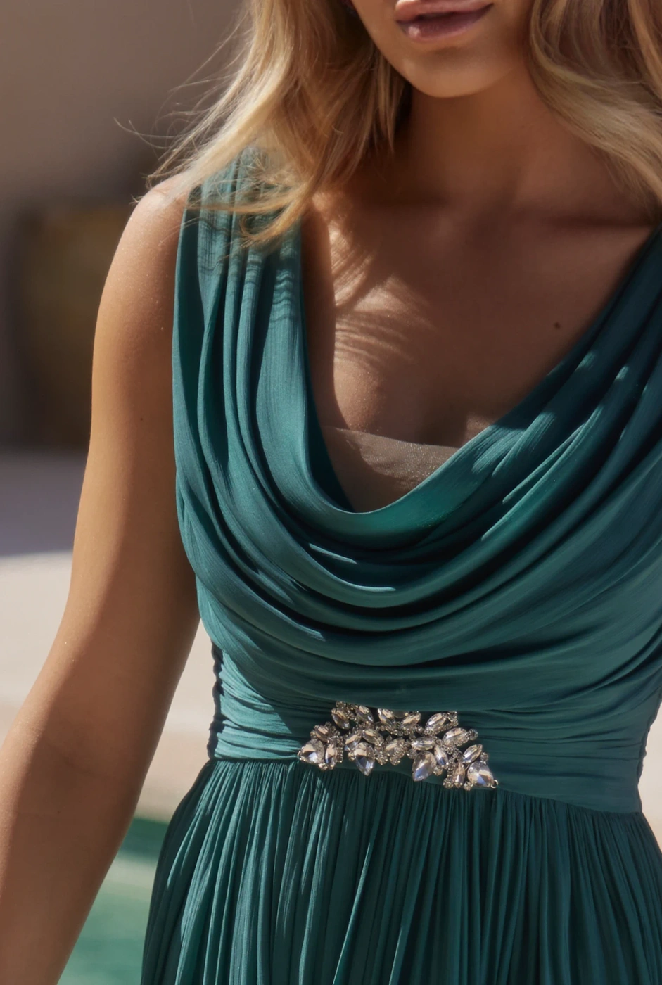 Denise - Maxi Dress with Elegant Draperies and Mesh