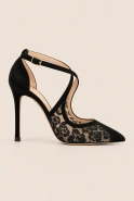 Chiari – black suede high heels with lace detail