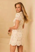 Rubia – cream mini dress with beige slip