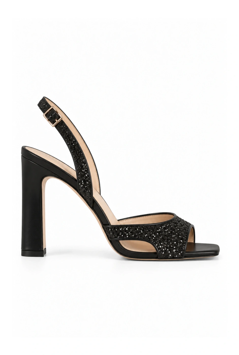 Raffa – schwarze Sandalen mit Glitzerapplikation